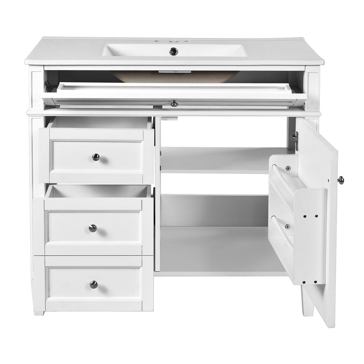 Bathroom Vanity With Top Sink, 2 Drawers And Tip Out Drawer