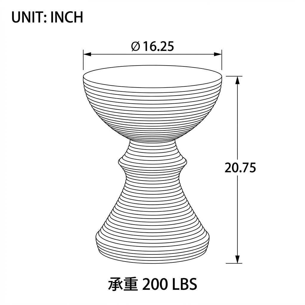 16" Ribbed Outdoor Accent Table