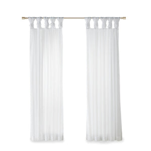 Twist Tab Voile Sheer Window Pair with Twist Tab Top – White Sheer Curtains
