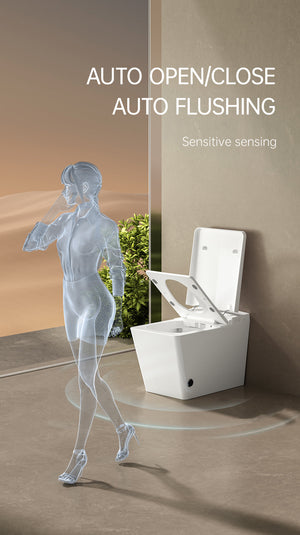 Square Smart Toilet with Built-in Tank for Modern Bathroom