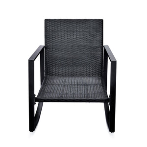 3 Pieces Patio Bistro Set Outdoor Rocking Chair with Blue Cushion for Yard Garden Poolside