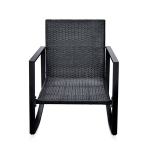 3 Piece Patio Bistro Set with Blue Cushions – Outdoor Rocker Chair Set