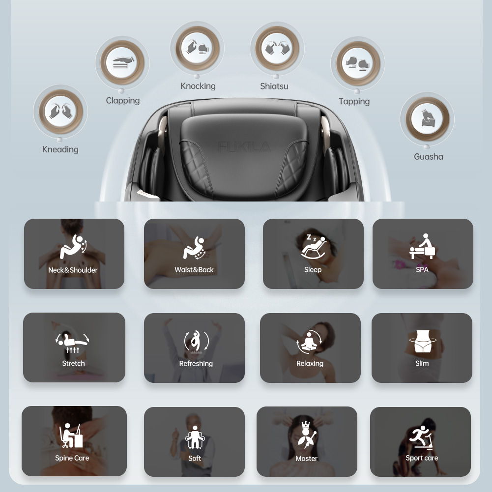 Black Zero Gravity Shiatsu Massage Chair with SL-Track and Bluetooth