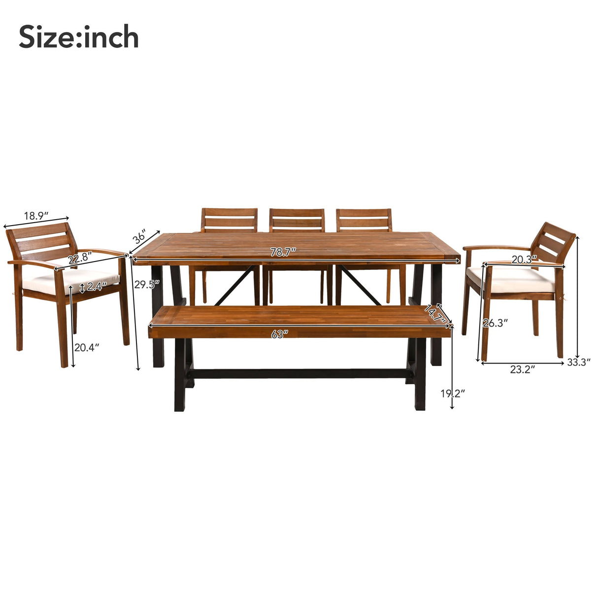GO Outdoor Wood Dining Set For 7-8 Persons