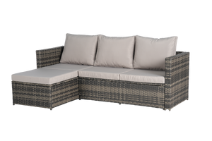 2 Pieces Patio Furniture Set with Woven Sectional and Ottoman