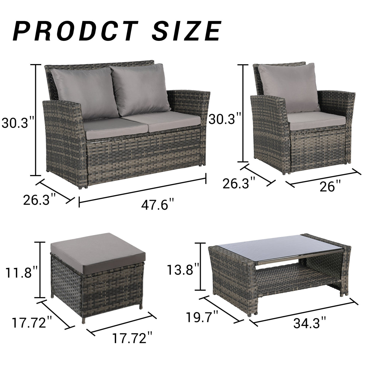 Antigua 6-Piece Handwoven Rattan Outdoor Seating Ensemble