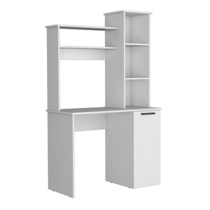 Carson Computer Desk with Hutch, Single Door Cabinet, and Shelves