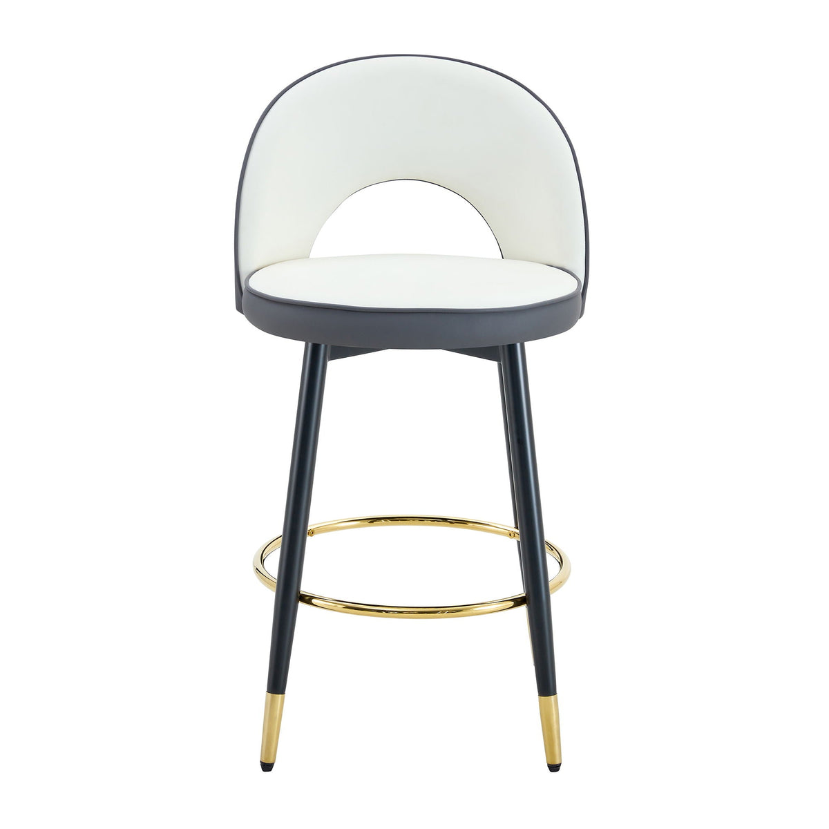 Upholstered Rotatable Bar Chair With Metal Legs For Dining Room