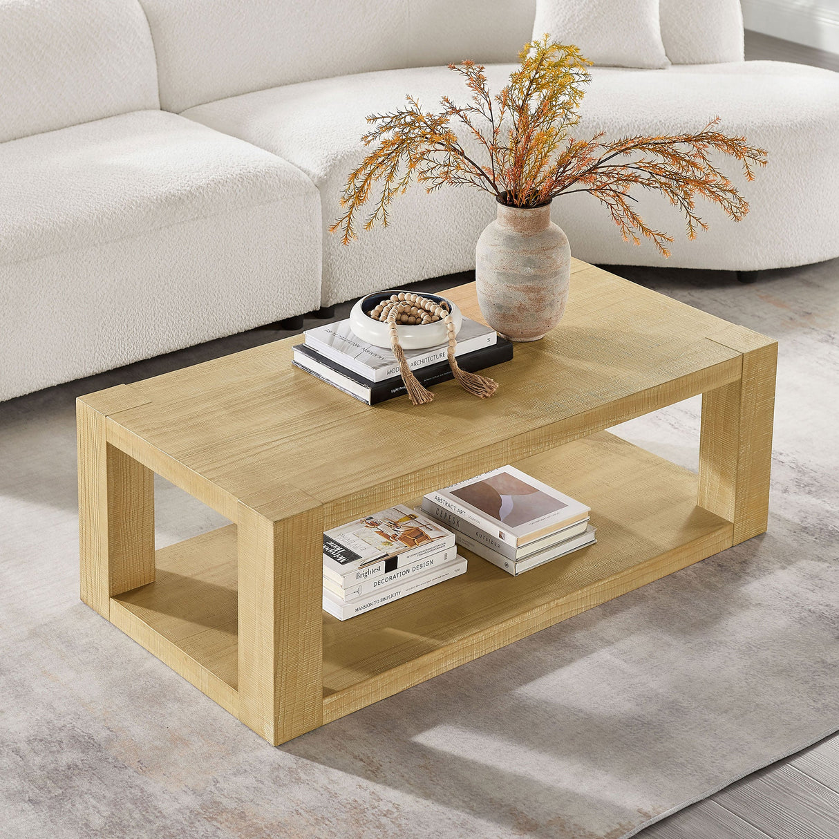 2-Piece Modern Rectangle Coffee Table Set