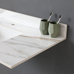 Elegant Vanity Top With Undermount Sink And Backsplash, Sintered Stone