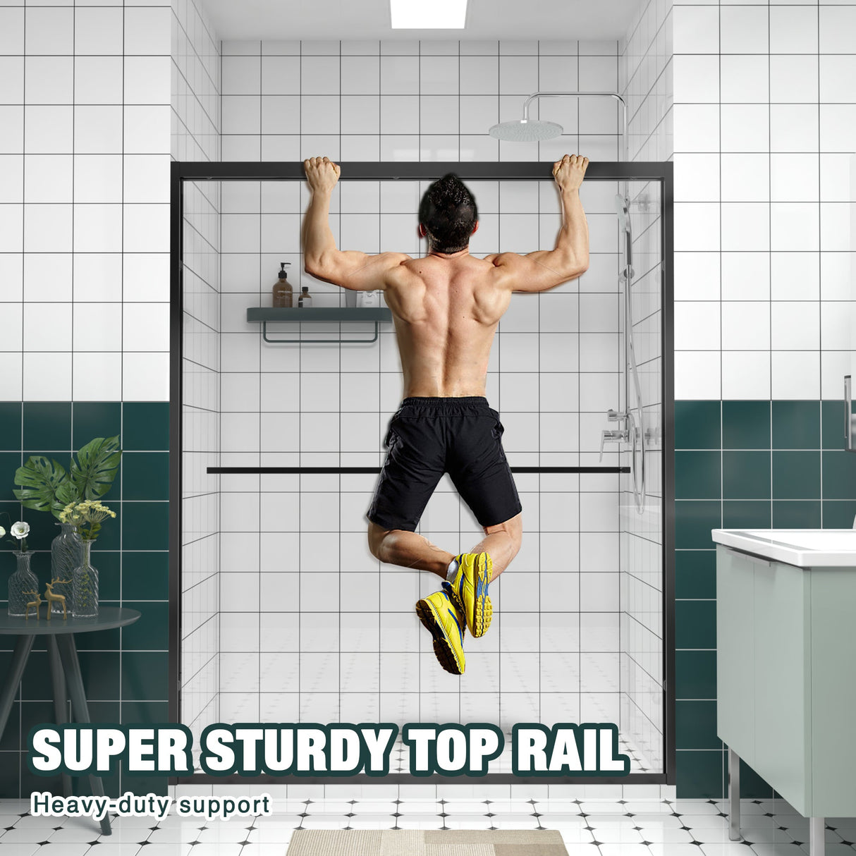 56-60"x74" Aluminum Frame Double Sliding Shower Door
