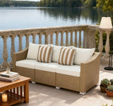 Outdoor Furniture Rattan Sofa with Cushions and Throw Pillows