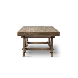 Hawthorne 48' Solid Reclaimed Elm Rectangular Trestle Coffee Table, Heritage Medium-Dark Brown