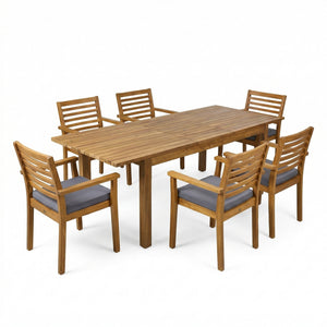 7 Pieces Acacia Wood Outdoor Dining Set