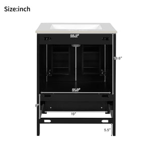 Bathroom Vanity With Integrated Undermount Ceramic Sink, 2 Doors And 1 Drawer, Soft Close Hinges