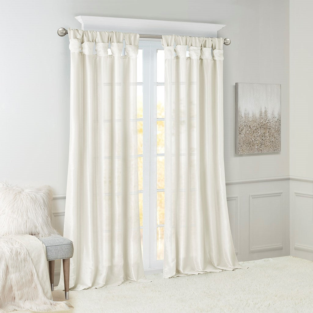 Twist tab lined window curtain panel white 50x95"
