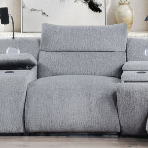 Fullar - Modular Power Motion Armless Recliner - Light Gary Chenille