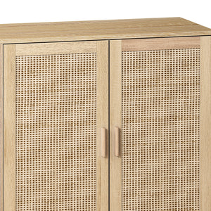 Elegant and Functional 4-Door Rattan Decorative Storage Cabinet