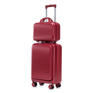 14'/20' 2 pcs ABS Spinner Wheel Luggage Set with Combination Lock and Front Opening Design