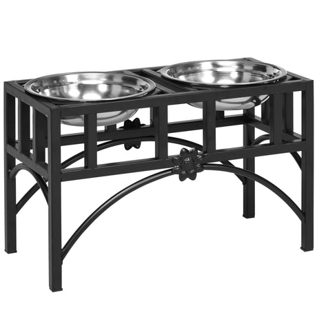 PawHut-Double-Stainless-Steel-Heavy-Duty-Dog-Food-Bowl-Elevated-Pet-Feeding-Station-for-Medium-Dogs,-17-inches-Pet-Supplies