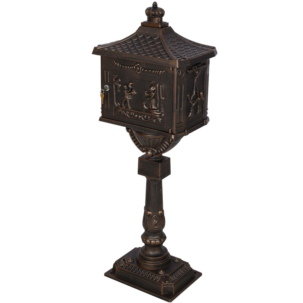 Cast Aluminum Mailbox with Durable Construction – Dark Brown, Black, or White