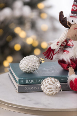 Glass Decorative Hanging Ball Christmas Tree Ornaments - White (Set of 12)