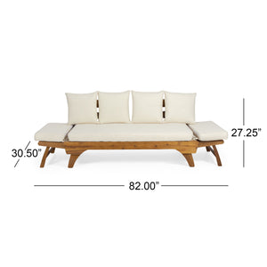 Outdoor Acacia Wood Expandable Daybed With Cushions