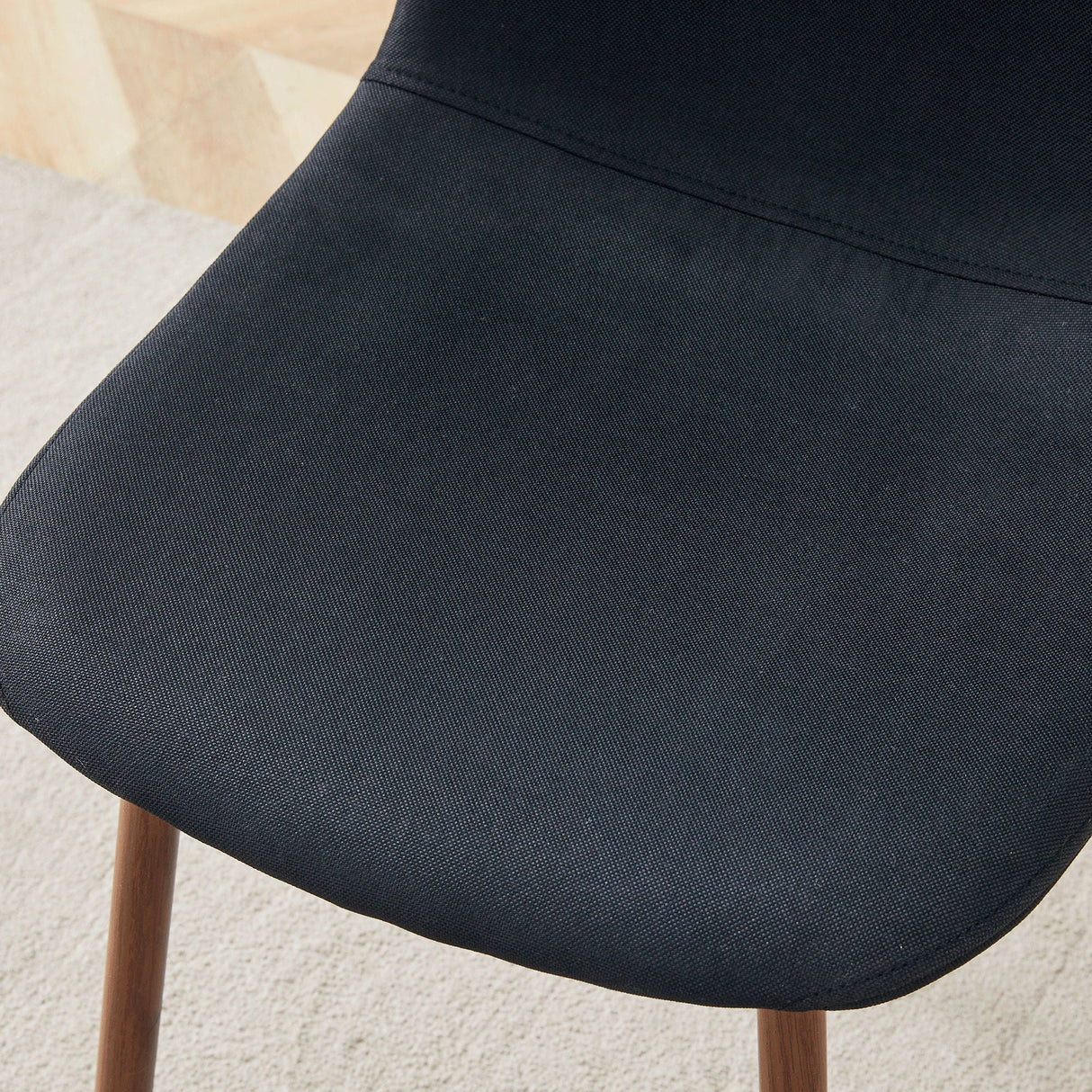 Luxury Simple Chair (Set of 4) Linen Cotton High Resilience Dining Chair With Metal Color Leg - Black / Walnut