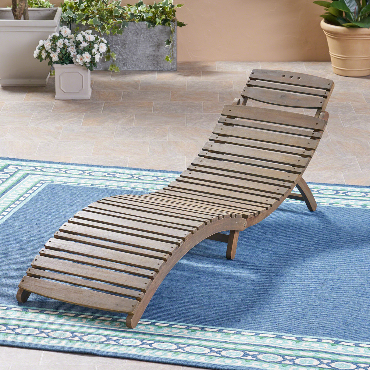 Lahaina foldable outdoor chaise lounge, grey