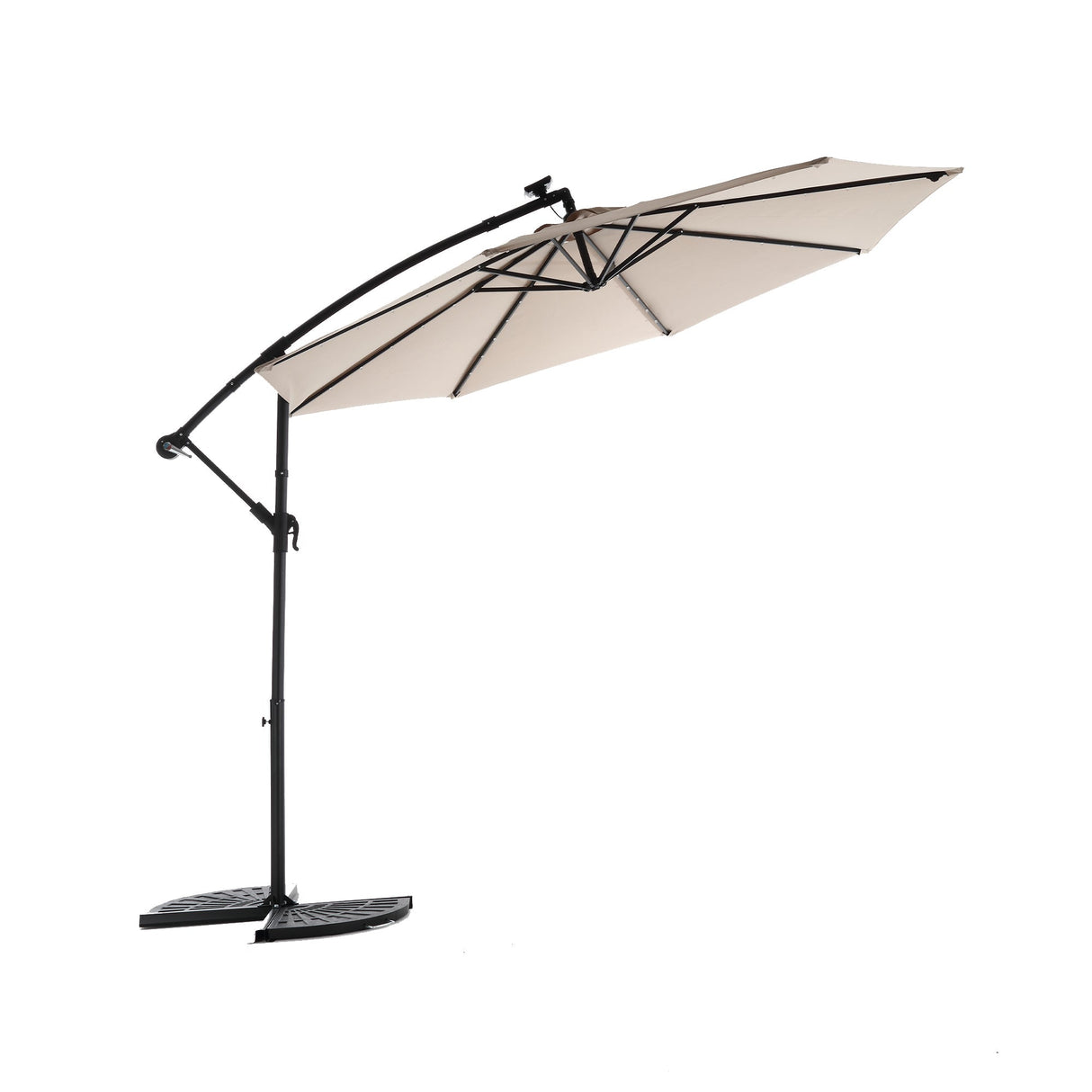 10ft Solar LED Offset Hanging Market Patio Umbrella (Khaki)