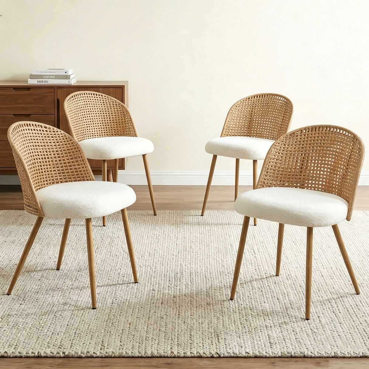 Dining Chairs (Set of 4) - Beige / Brown
