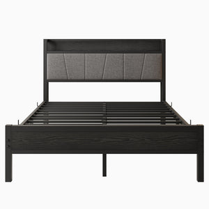 Full Size Bed Frame Storage Headboard with Charging Station