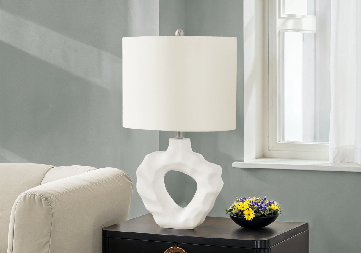 Lighting, 25'h, Table Lamp, Cream Resin, Ivory / Cream Shade, Modern