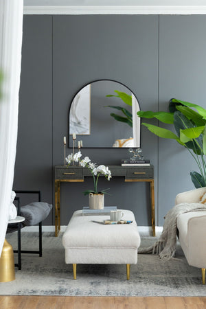 Arched Mirror With Metal Frame, Wall Mirror For Living Room Bedroom Entryway