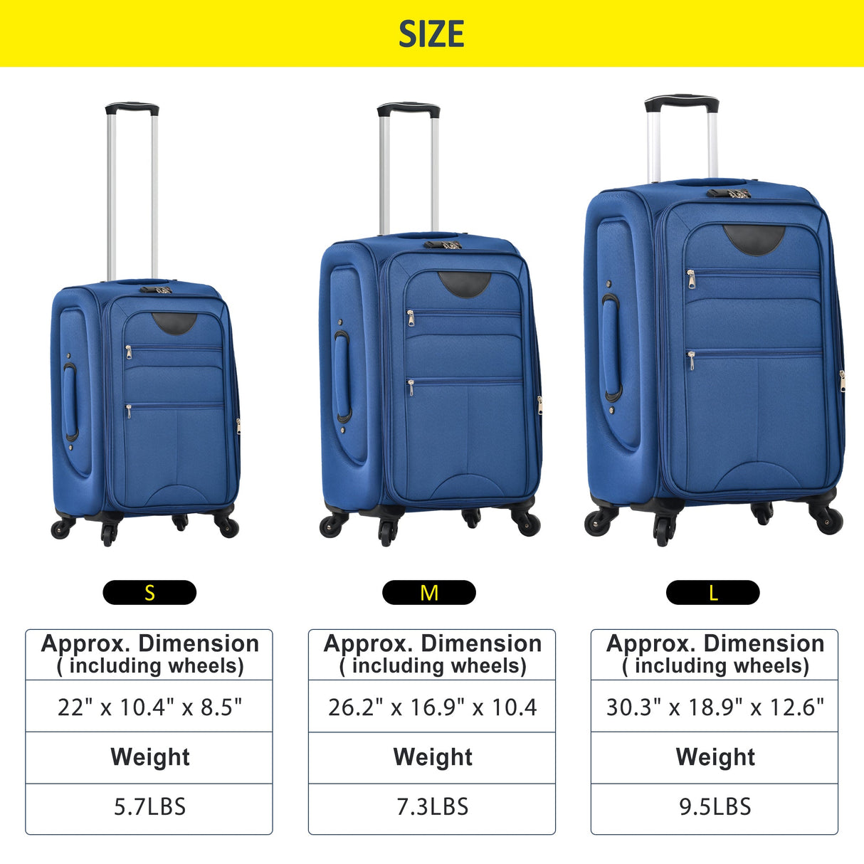 Softside expandable 3-piece luggage set with spinner wheels