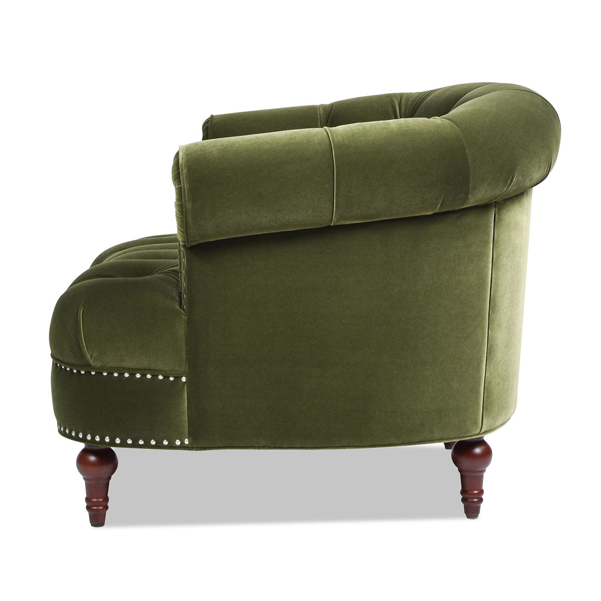 Victorian Tufted Upholstered Accent Chair with Nailhead Trim - Dark Red, Blue, or Pink