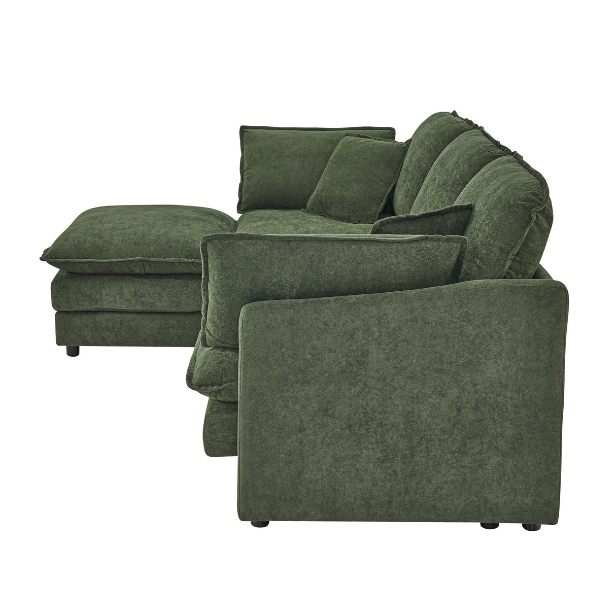L-Shaped Sectional Sofa With Ottoman, Convertible 4 Seater Couch