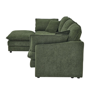 L-Shaped Sectional Sofa With Ottoman, Convertible 4 Seater Couch