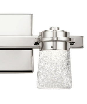 Vada 15"W 2-Light LED Vanity Bath Light, Polished Nickel Finish Clear Bubble Glass Shade by Kichler