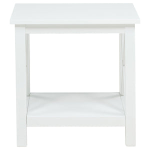 Skyview Square Pine Wood Side End Table with Shelf White