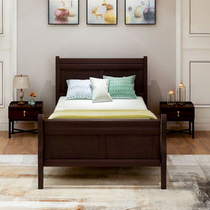 Platform Bed Frame Mattress Foundation Sleigh Bed With Headboard / Footboard / Wood Slat Suppor