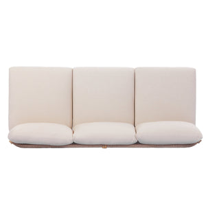 73.23" Outdoor Acacia Wood Frame Rope-Braided Backrest Three-Seater Sofa