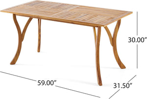 Outdoor 7 Piece Patio Rustic Acacia Wood Dining Set