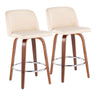 Toriano - Mid-Century Modern Fixed Height Counter Stool With Round Footrest (Set of 2)