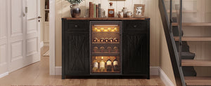 K&K 53.2" Farmhouse Fridge Cabinet with Power Outlet