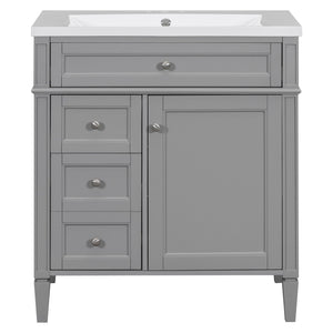 Bathroom Vanity With Top Sink, 2 Drawers And Tip Out Drawer, Rectangular Design