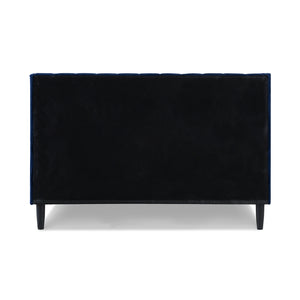 Aspen Vertical Tufted Headboard Platform Bed Set, Queen, Navy Blue Velvet