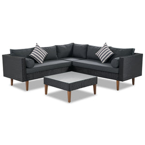 4-Pieces Outdoor Wicker Sofa Set with Colorful Pillows