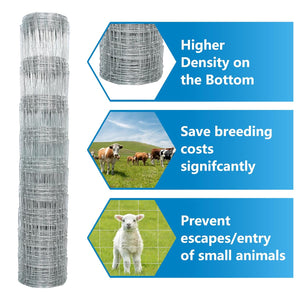 Farm Livestock Fence, 4.9FT x 328FT Galvanised Iron Wire