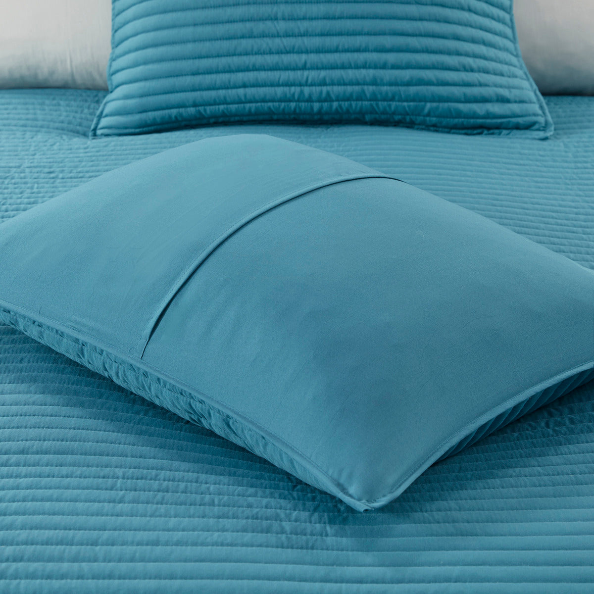 8 Piece Printed Seersucker Comforter and Quilt Set Collection Aqua King/Cal King
